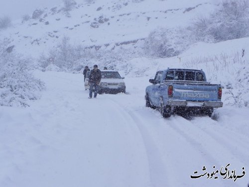 بارش برف سنگین در بخش کوهسارات شهرستان مینودشت 