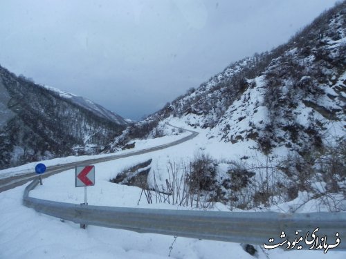200 کیلو متر از جاده های روستائی بخش کوهسارات مینودشت در زیر برف 
