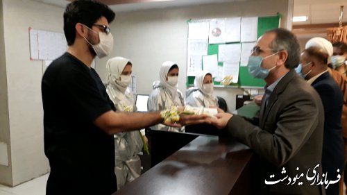 حضور فرماندار مینودشت جهت تبریک روز پرستار در بیمارستان برکت فاطمه الزهرا(ص)