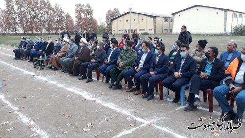 آیین کلنگ زنی تنها زمین چمن مصنوعی استادیوم شهید اقبالی شهرستان مینودشت