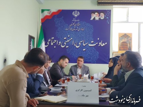 کمیسیون کارگری به ریاست علی ملکان فرماندار شهرستان مینودشت برگزار شد